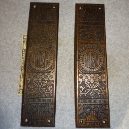 Set of Large Antique Push Plates by RH Co.