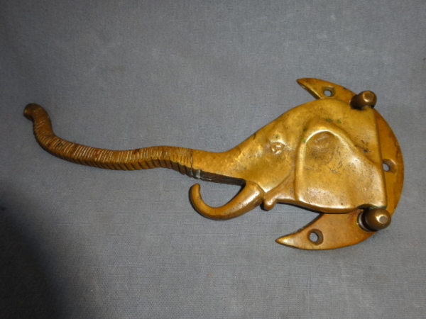 Vintage Brass Elephant Coat Hook