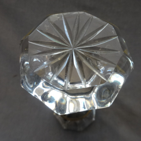 Antique Octagon Polished Cut Glass Knob