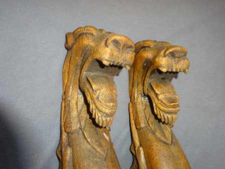 Antique Oak Lions/Griffins