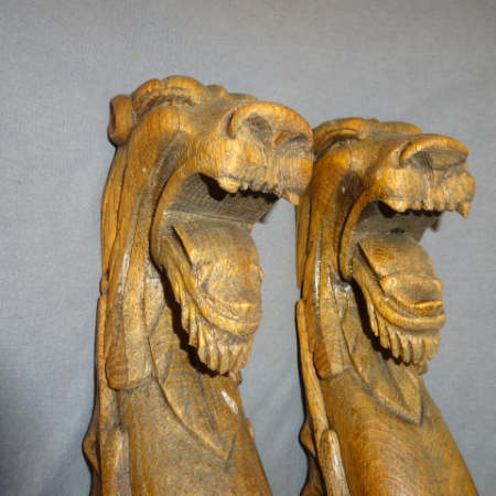 Antique Oak Lions/Griffins
