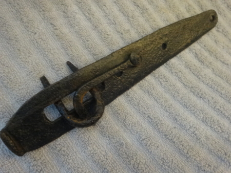 Original Hand Forged Primitive Cast Iron Barn Door Hasp Latch