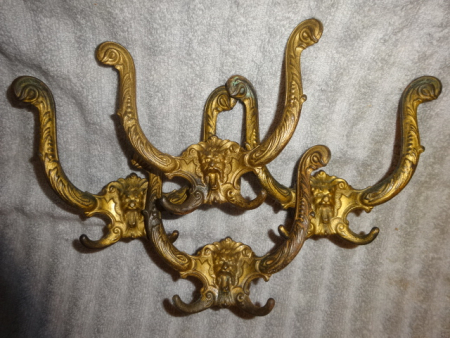 Antique Lion Head Hall Tree Hooks