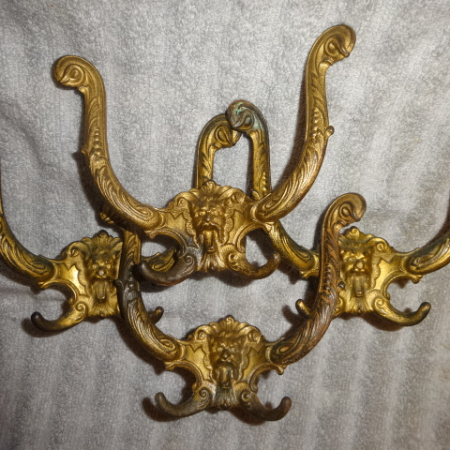 Antique Lion Head Hall Tree Hooks